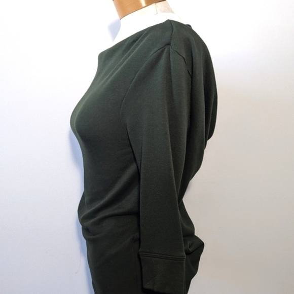 Beyond Yoga Crossed X Cowl Cozy Fleece Back Pullover Sweatshirt Forest Green XS - Picture 6 of 11